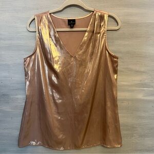 Worthington Champagne Shimmer‎ Sleeveless V Neck Blouse Size Medium Like New